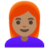 👩🏽‍🦰 woman: medium skin tone, red hair display on Google